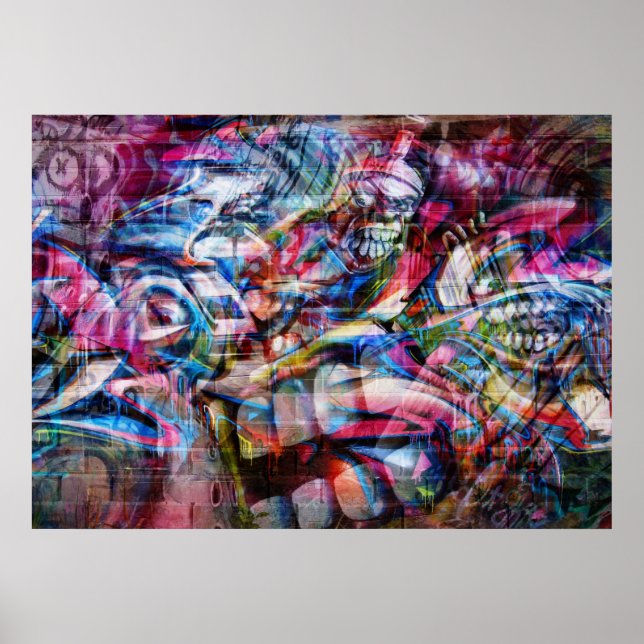 Colourful Wall Graffiti Illustration Poster (Front)