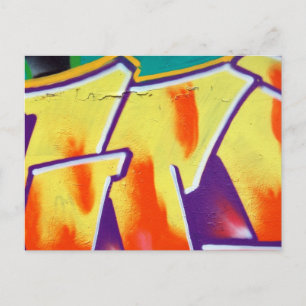 colourful wall graffiti postcard