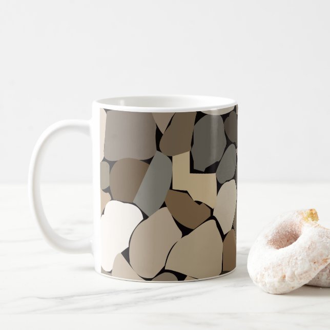 Colourful Wall Stones Pattern Coffee Mug (With Donut)