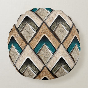 Colourful wall tile backgroundflower, digital, pat round pillow