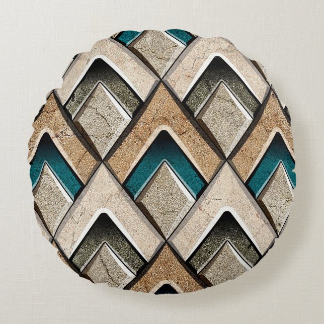 Colourful wall tile backgroundflower, digital, pat round pillow (Front)