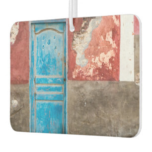 Colourful wall with blue door air freshener