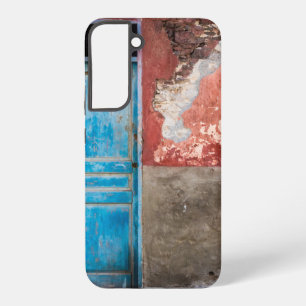 Colourful wall with blue door samsung galaxy case