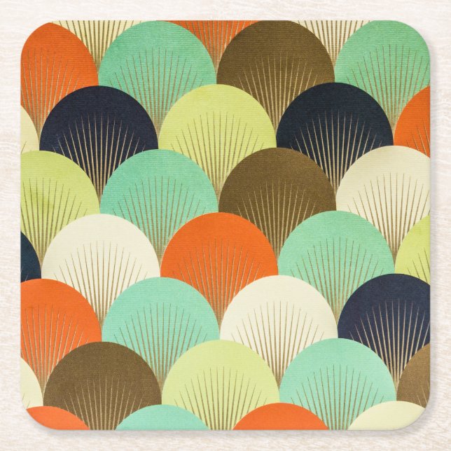 Colourful wallpaper: artistic design. square paper coaster (Front)