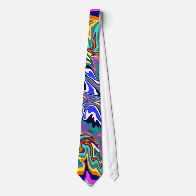 Colourful Warped Rectangles Patterned Tie Custom (Front)