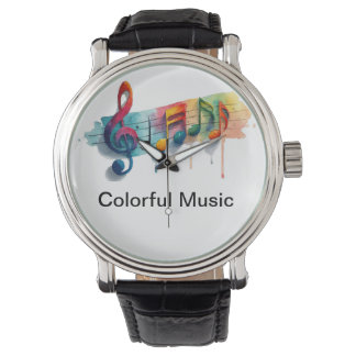 Colourful Watch with Music Notes
