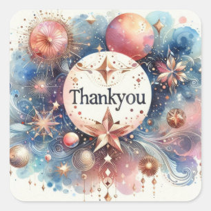 colourful water colour art Square Sticker