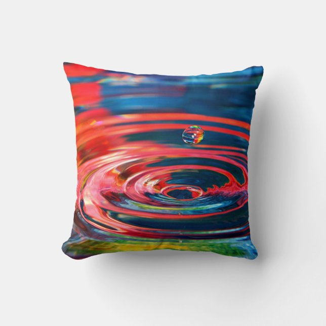 Colourful Water Droplet Throw Pillow (Front)