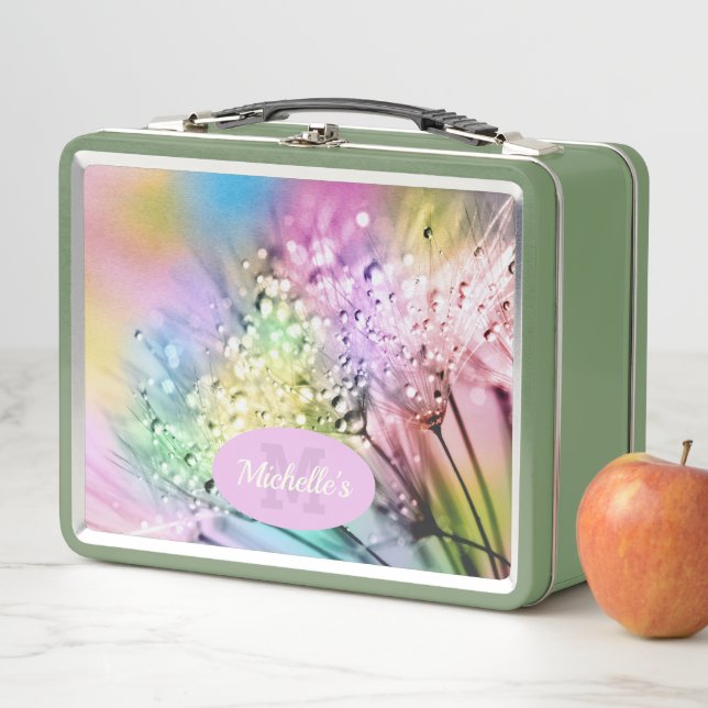 Colourful Water Droplets Monogram Metal Lunch Box (In Situ)