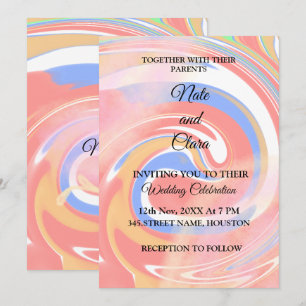 Colourful watercolor abstract add name text invitation