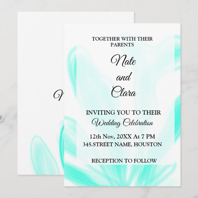 Colourful watercolor abstract add name text invitation (Front/Back)