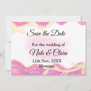 Colourful watercolor abstract add name text save the date