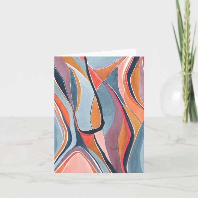 Colourful Watercolor Abstract Art Folded Note Card (Front)