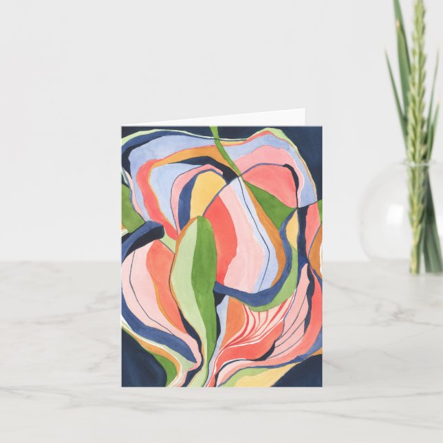 Colourful Watercolor Abstract Art Folded Note Card (Front)