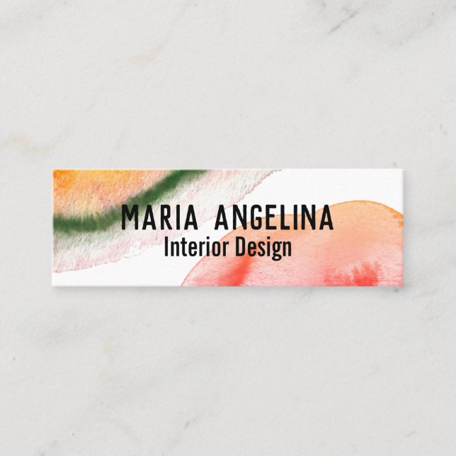Colourful watercolor abstract art swirls multicolo mini business card (Front)