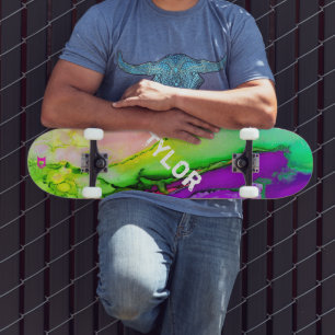 Colourful Watercolor Abstract Dd Brand  Skateboard