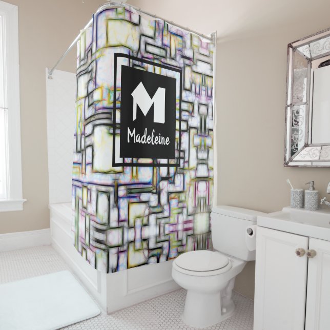 Colourful Watercolor Abstract Geometric Monogram (In Situ)