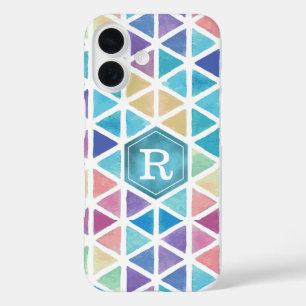 Colourful Watercolor Abstract Geometric Monogram iPhone 16 Case