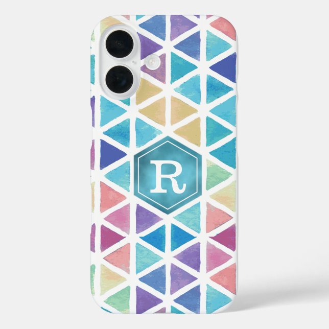 Colourful Watercolor Abstract Geometric Monogram Case-Mate iPhone Case (Back)