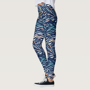 Colourful Watercolor Abstract Leaf  Pattern Leggings