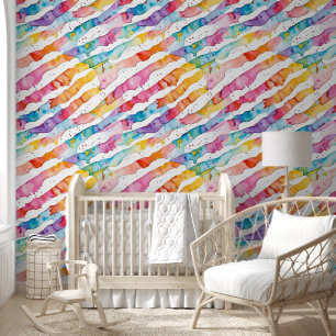 Colourful Watercolor Abstract Stripes Wallpaper