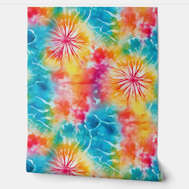 Colourful Watercolor Abstract Tie Dye Pattern Wallpaper (Unrolling)
