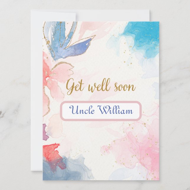 Colourful watercolor abstract with Get well messag Card (Front)