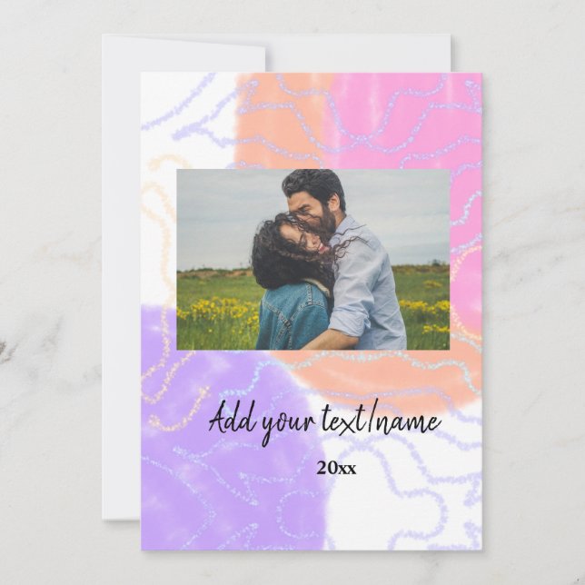Colourful watercolor add your name image text invitation (Front)
