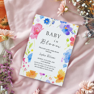 Colourful Watercolor Baby Shower - Baby in Bloom  Invitation