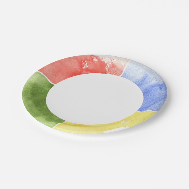 colourful watercolor background for your design paper plate (Angled)