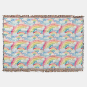 Colourful Watercolor Background with Rainbows Throw Blanket