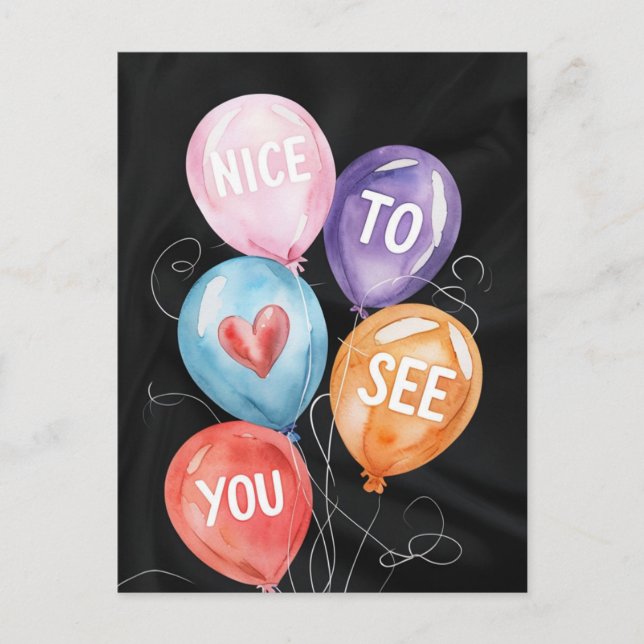 Colourful Watercolor Balloons with Encouraging tex Postcard (Front)
