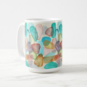Colourful Watercolor Beach Sea Glass Coffee Mug