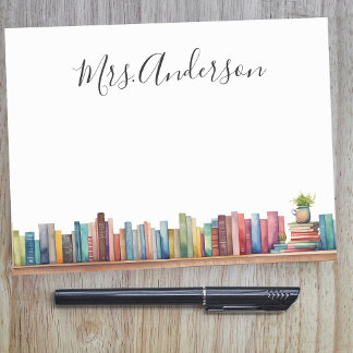 Colourful Watercolor Books Teacher Name Post-it Notes