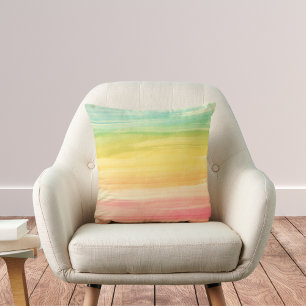 Colourful Watercolor Brushstrokes Throw Pillow