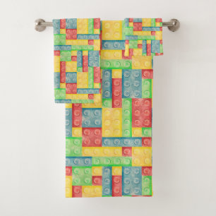 Colourful Watercolor Building Blocks Bath Towel Set