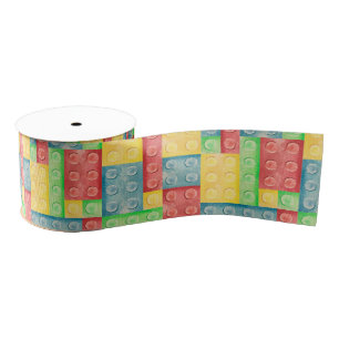 Colourful Watercolor Building Blocks Grosgrain Ribbon
