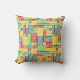 Colourful Watercolor Building Blocks Throw Pillow
