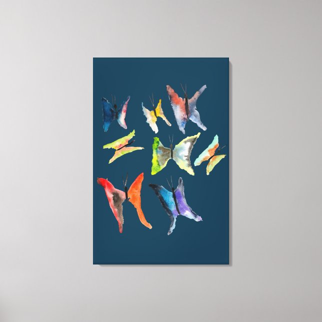 Colourful watercolor butterflies canvas print (Front)