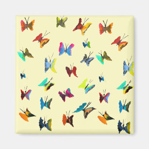 Colourful watercolor butterflies magnet