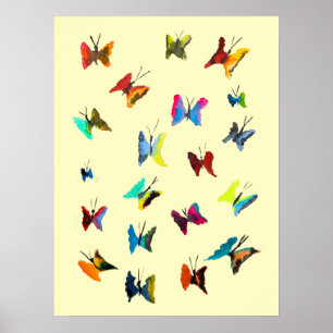 Colourful watercolor butterflies poster