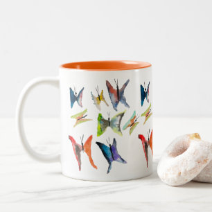 Colourful watercolor butterflies Two-Tone coffee m Mug
