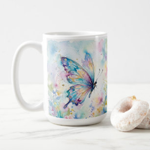 Colourful Watercolor Butterfly Floral Coffee Mug