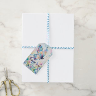 Colourful Watercolor Butterfly Floral Gift Tags