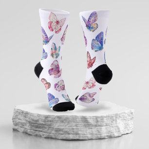 Colourful Watercolor Butterfly Pattern Socks