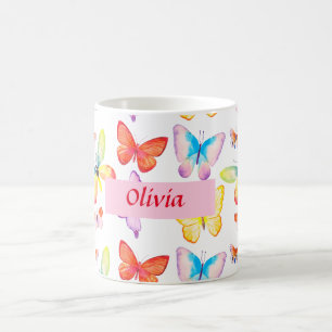 Colourful Watercolor Butterfly Personalized Coffee Mug