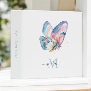 Colourful Watercolor Butterfly with Your Monogram Binder