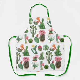 Colourful Watercolor Cactus & Succulents Flowers   Apron