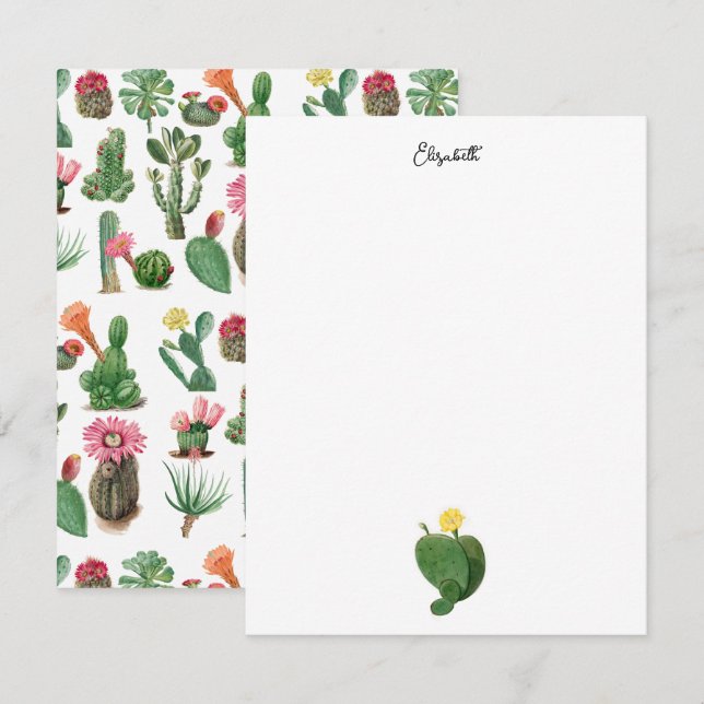 Colourful Watercolor Cactus & Succulents Flowers Card (Front/Back)