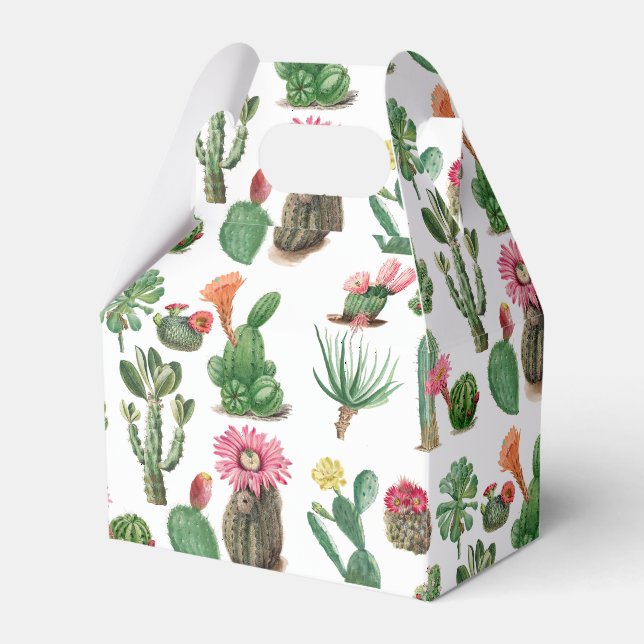 Colourful Watercolor Cactus & Succulents Flowers  Favor Box (Front Side)